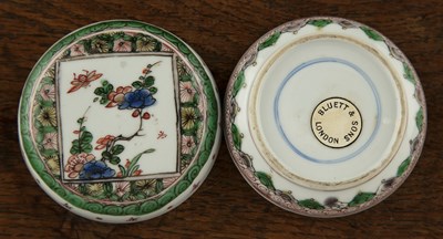 Lot 90 - Famille verte decorated circular seal ink box...