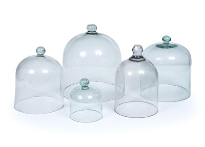 Lot 52 - A group of five 19th century glass cloche the...