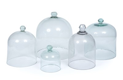 Lot 52 - A group of five 19th century glass cloche the...