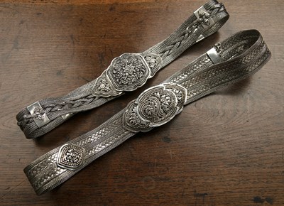 Lot 495 - Two silver wire woven belts Thailand, 19th...