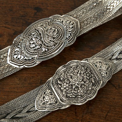 Lot 495 - Two silver wire woven belts Thailand, 19th...