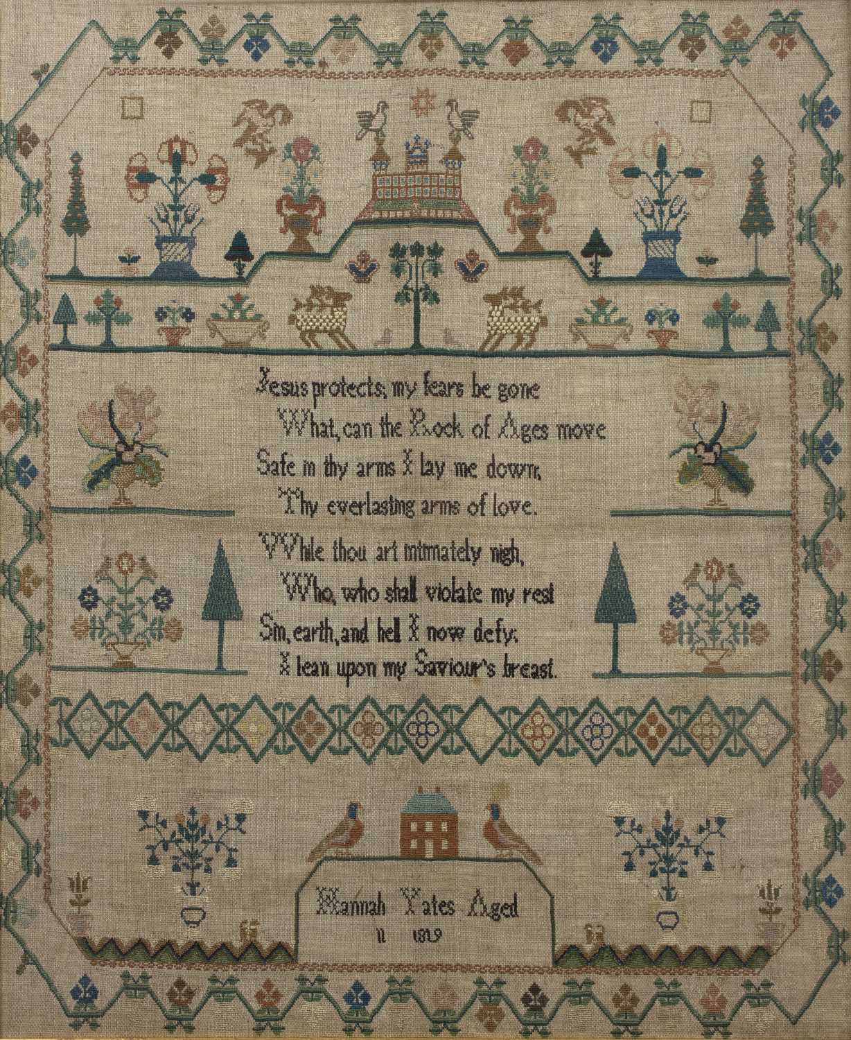 Lot 208 - A George III sample worked by Hannah Yates...