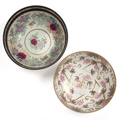 Lot 214 - A 19th century English porcelain punch bowl...