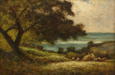 Lot 458 - Percy Leslie Lara (b. 1871) Harvesting off the...