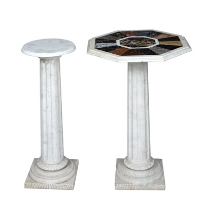 Lot 222 - A pair of marble table bases of fluted column...