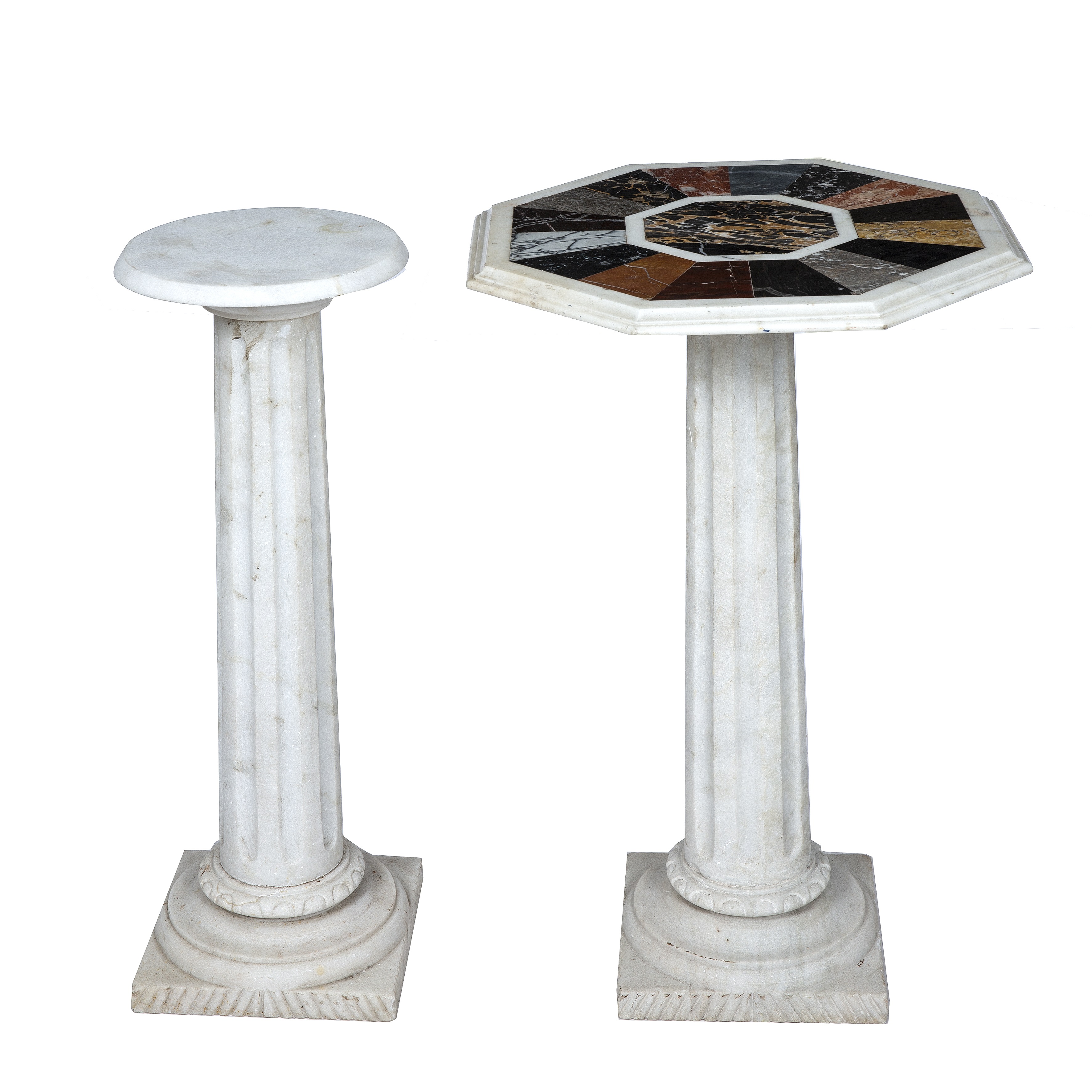 Lot 222 A pair of marble table bases of fluted
