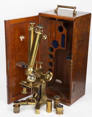 Lot 5 - A Victorian lacquered brass compound binocular...