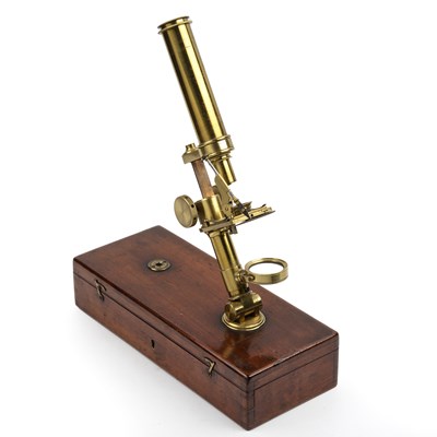 Lot 10 - A Victorian case mounted portable microscope...