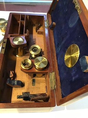Lot 10 - A Victorian case mounted portable microscope...