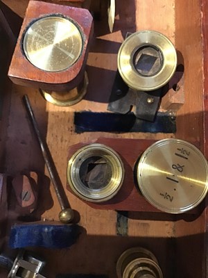 Lot 10 - A Victorian case mounted portable microscope...