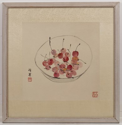 Lot 185 - Chang Chien-Ying (1913-2003) 'Bowl of cherries'...
