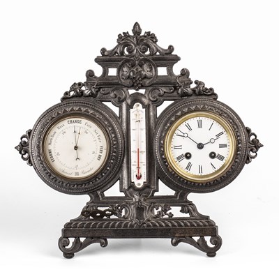 Lot 79 - A late 19th century aneroid barometer,...