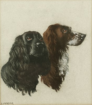 Lot 166 - L * Fraser Portrait of two spaniels, signed,...