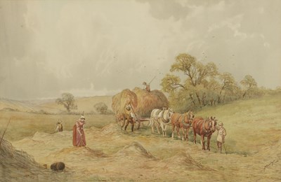 Lot 168 - J * Barclay Harvesting the field, signed,...