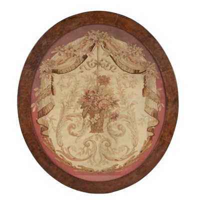 Lot 231 - A 19th century Aubusson oval tapestry panel...