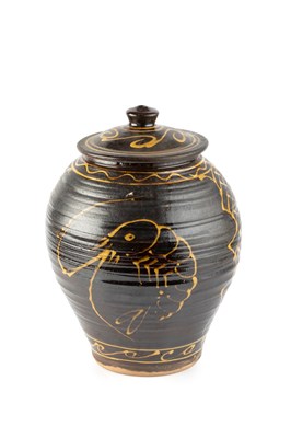 Lot 557 - Clive Bowen (b.1943) Large jar and cover dark...