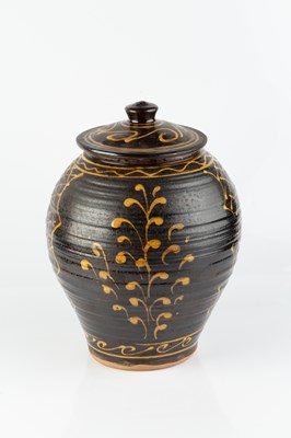 Lot 557 - Clive Bowen (b.1943) Large jar and cover dark...