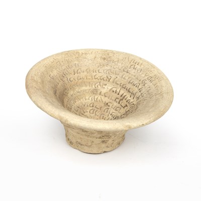 Lot 256 - A Sasanian terracotta incantation bowl of...