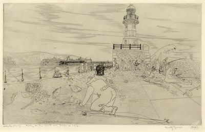 Lot 290 - Anthony Gross (1905-1984) Fishing on the Pier...