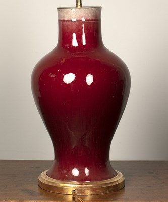 Lot 88 - Sang de boeuf vase/ table lamp Chinese of...