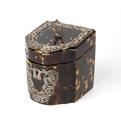 Lot 199 - An Edwardian tortoiseshell veneered tea caddy...