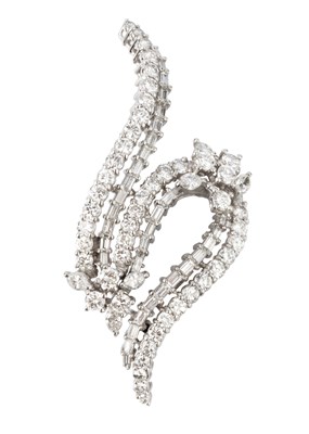 Lot 61 - A diamond spray brooch, modelled as a scrolled...