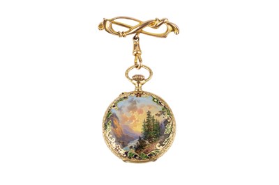 Lot 114 - An enamel open face fob watch, the white...