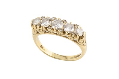 Lot 62 - A diamond five stone ring, the graduated round...