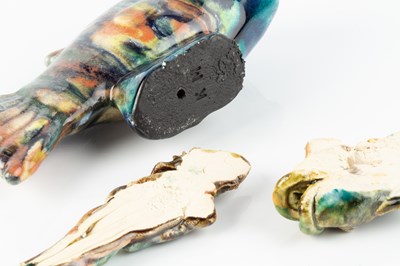 Lot 619 - Kate Malone (b.1959) Fish multi-coloured glaze...