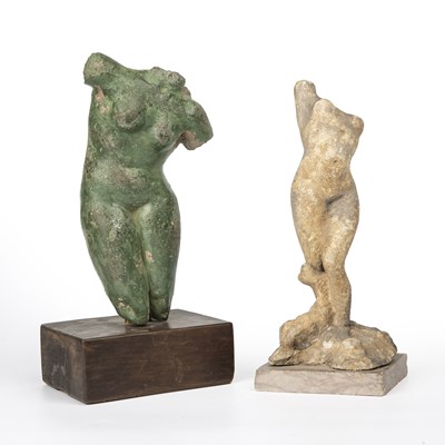 Lot 233 - A 19th century carved stone nude on a marble...