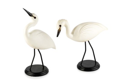 Lot 755 - Feathers Gallery Two model Egrets painted...