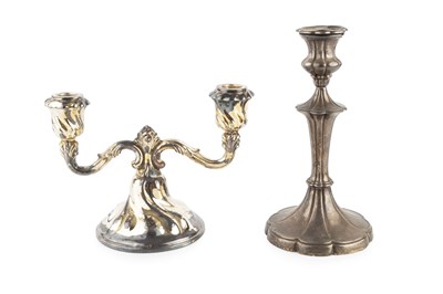 Lot 231 - An Edwardian silver candlestick, with fluted...