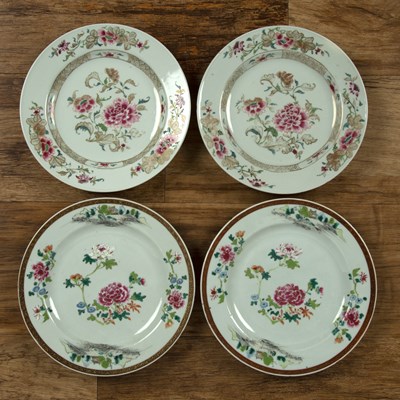 Lot 421 - Two pairs of famille rose plates Chinese, late...