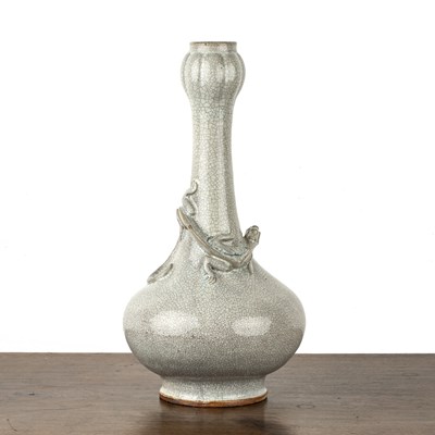 Lot 105 - Garlic neck monochrome bottle vase Chinese,...