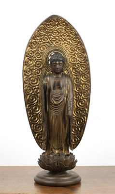 Lot 391 - Giltwood standing buddha Korean, 18th Century...