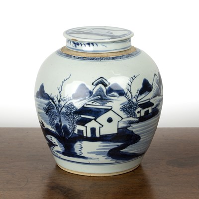 Lot 21 - Blue and white porcelain ginger jar and cover...