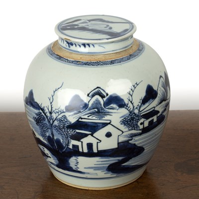 Lot 21 - Blue and white porcelain ginger jar and cover...