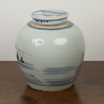 Lot 21 - Blue and white porcelain ginger jar and cover...