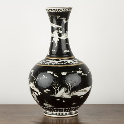 Lot 108 - Black ground baluster vase Chinese, Guangxu...