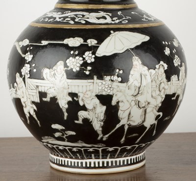 Lot 108 - Black ground baluster vase Chinese, Guangxu...