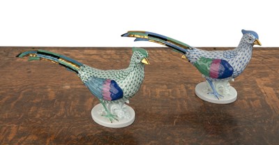 Lot 306 - Pair of Herend porcelain pheasants decorated...