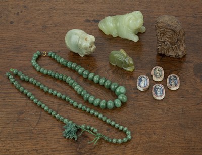 Lot 225 - Group of pieces Chinese to include three green...