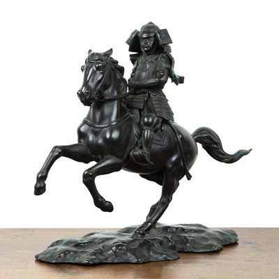 Lot 512 - Bronze model of a Samurai on horseback...