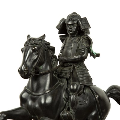 Lot 512 - Bronze model of a Samurai on horseback...