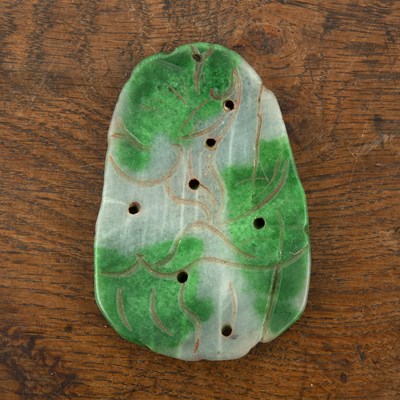 Lot 226 - Emerald green and greyish white jade pendant...