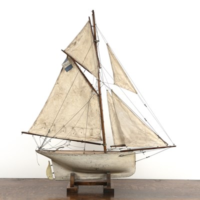 Lot 340 - Large scratch built pond yacht on stand 20th...