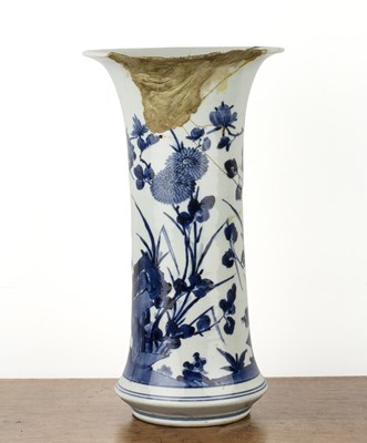 Lot 516 - Blue and white Arita sleeve vase Japanese,...