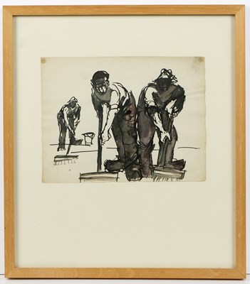 Lot 426 - Josef Herman (1911-2000) Men with Brooms,...