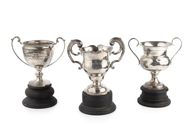 Lot 580 - An Irish silver twin handled trophy cup, with...