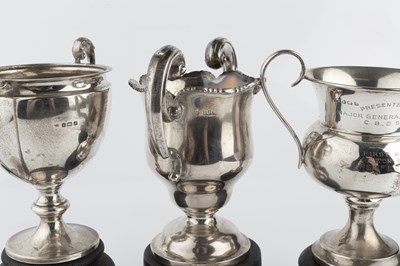 Lot 580 - An Irish silver twin handled trophy cup, with...